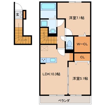 間取図 近鉄大阪線（近畿）/耳成駅 徒歩6分 2階 1年未満