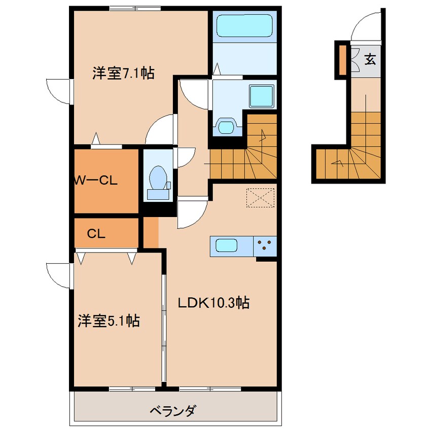 間取図 近鉄大阪線（近畿）/耳成駅 徒歩6分 2階 1年未満