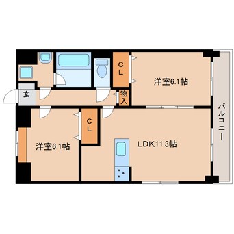 間取図 近鉄橿原線/新ノ口駅 徒歩8分 5階 1年未満