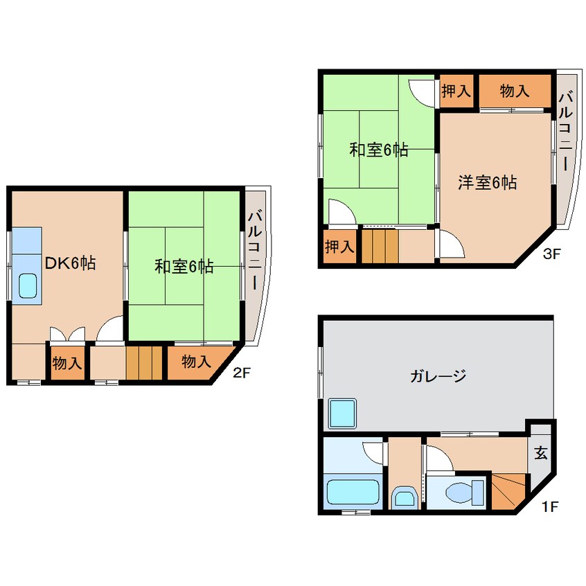 間取図 近鉄大阪線（近畿）/真菅駅 徒歩12分 1-3階 築33年