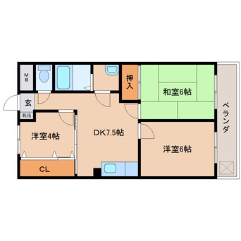 間取図 近鉄橿原線/畝傍御陵前駅 徒歩10分 2階 築31年