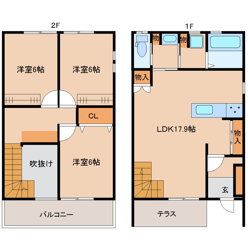 間取図 近鉄大阪線（近畿）/大和八木駅 徒歩9分 1-2階 1年未満