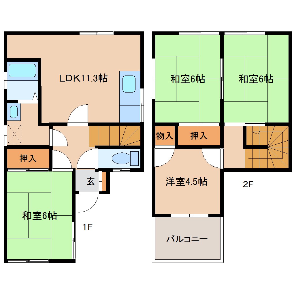 間取り図 近鉄橿原線/田原本駅 徒歩35分 1-2階 築39年