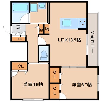 間取図 近鉄大阪線（近畿）/大和八木駅 徒歩12分 3階 建築中