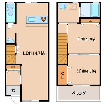 間取図 近鉄大阪線（近畿）/大和八木駅 徒歩5分 1-2階 築56年