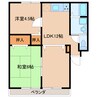 近鉄南大阪線/橿原神宮前駅 徒歩15分 2階 築29年 2LDKの間取り