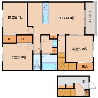 間取図 近鉄南大阪線/坊城駅 徒歩5分 2階 建築中