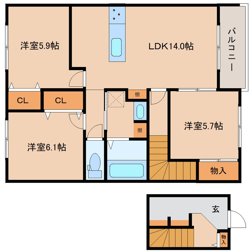 間取図 近鉄南大阪線/坊城駅 徒歩5分 2階 建築中