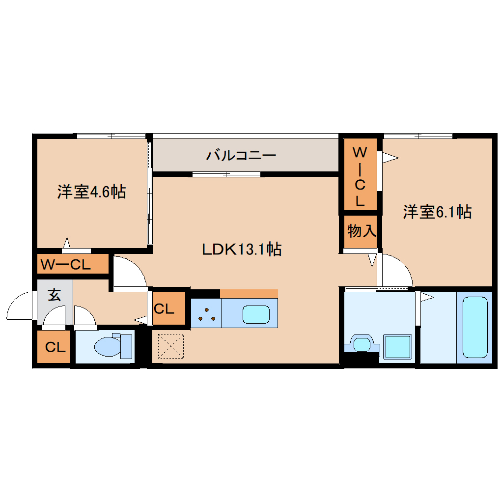 近鉄大阪線（近畿）/大和八木駅 徒歩18分 3階 1年未満 2LDKの間取り