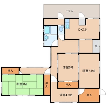 間取図 近鉄南大阪線/壺阪山駅 徒歩1分 1階 築72年