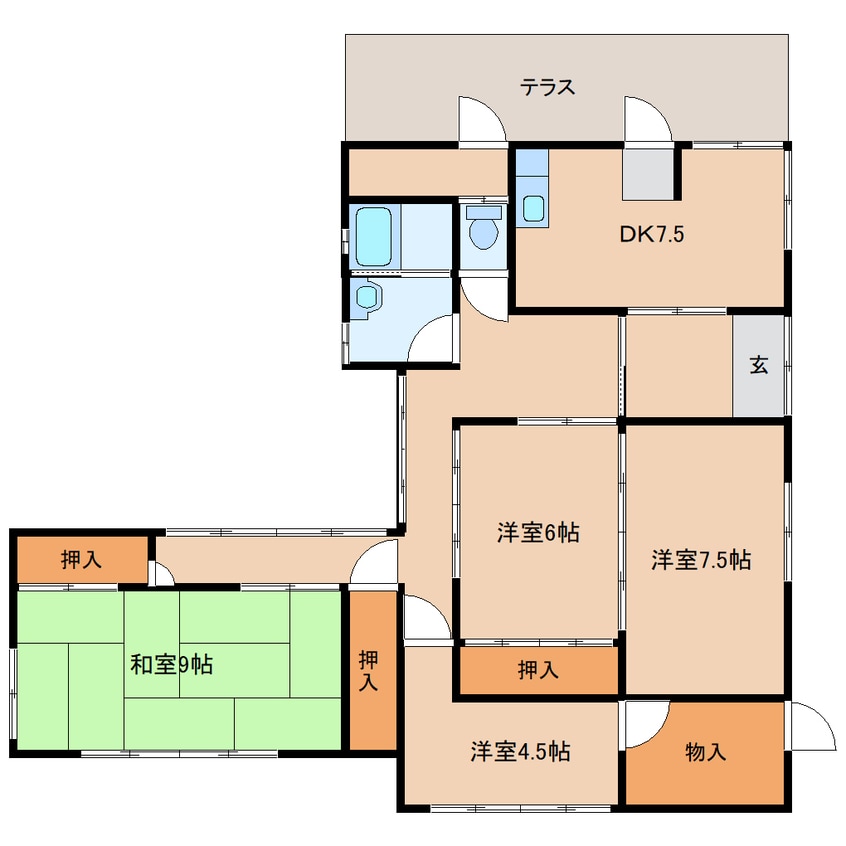 間取図 近鉄南大阪線/壺阪山駅 徒歩1分 1階 築72年