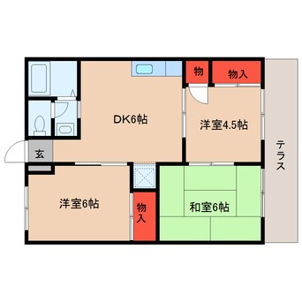 間取図 近鉄大阪線（近畿）/桜井駅 徒歩20分 1階 築34年