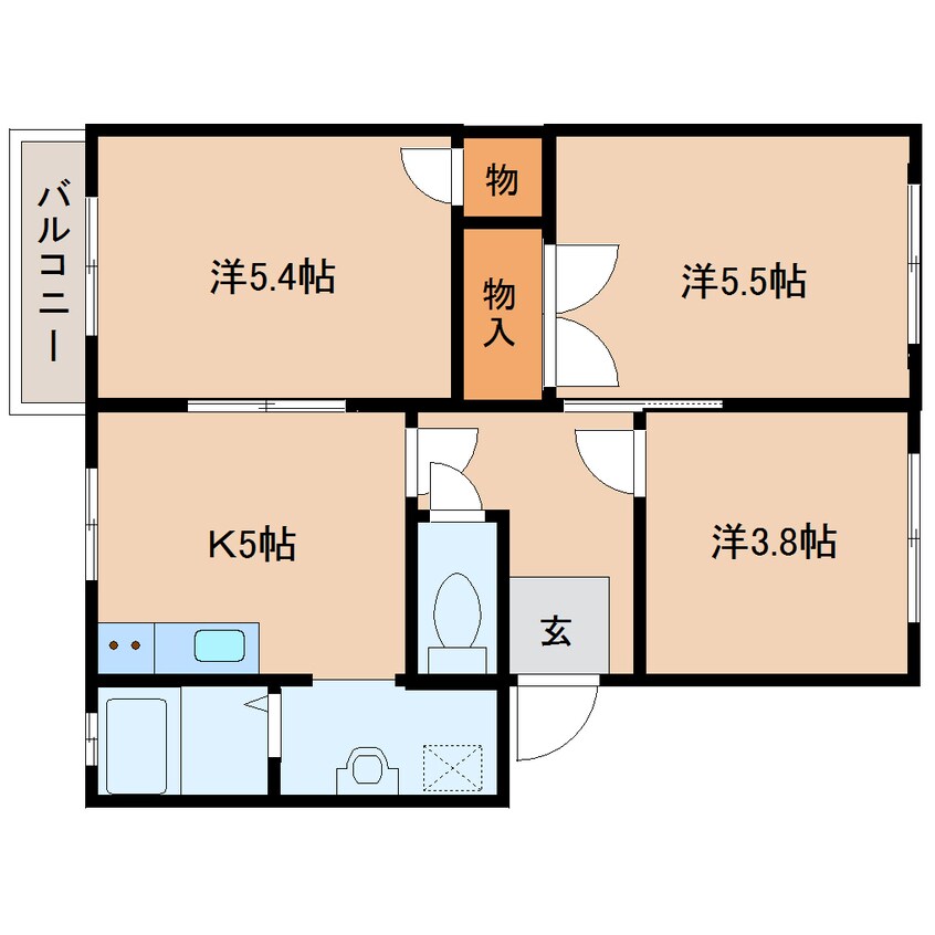 間取図 近鉄大阪線（近畿）/大和朝倉駅 徒歩1分 1階 築25年