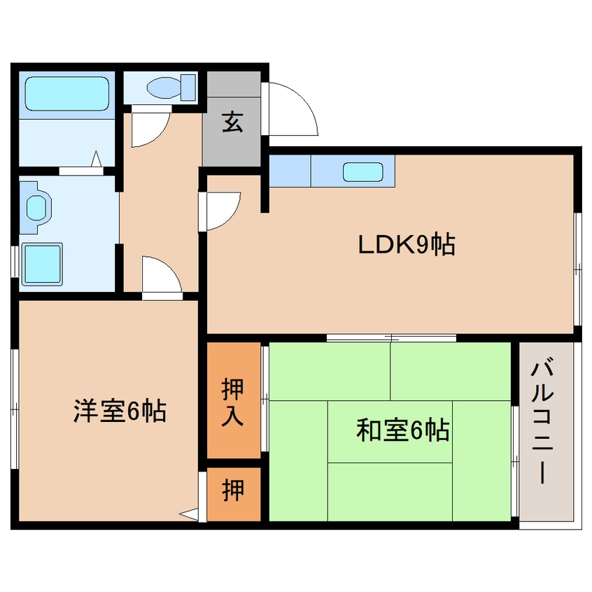 間取図 近鉄大阪線（近畿）/桜井駅 徒歩15分 1階 築30年