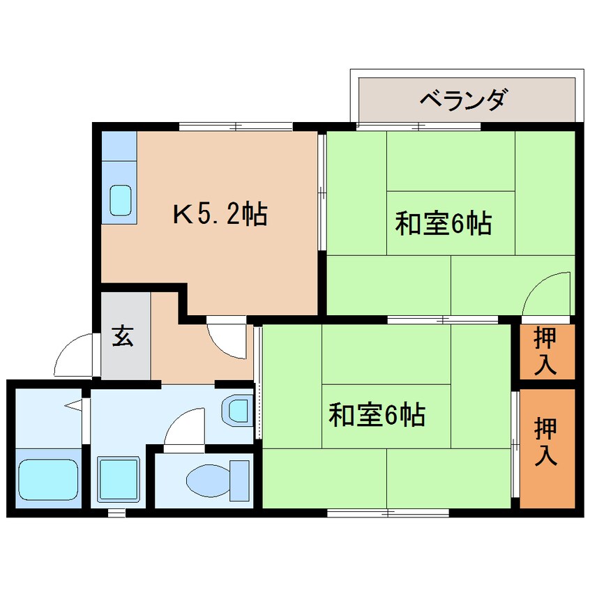 間取図 近鉄大阪線（近畿）/桜井駅 徒歩15分 1階 築32年