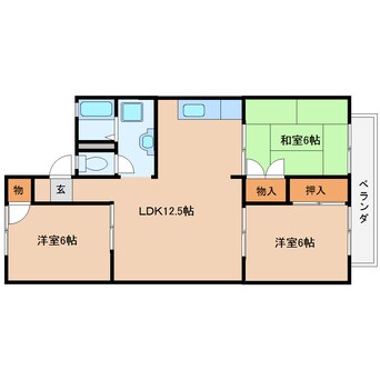 間取図 近鉄大阪線（近畿）/桜井駅 徒歩11分 1階 築34年