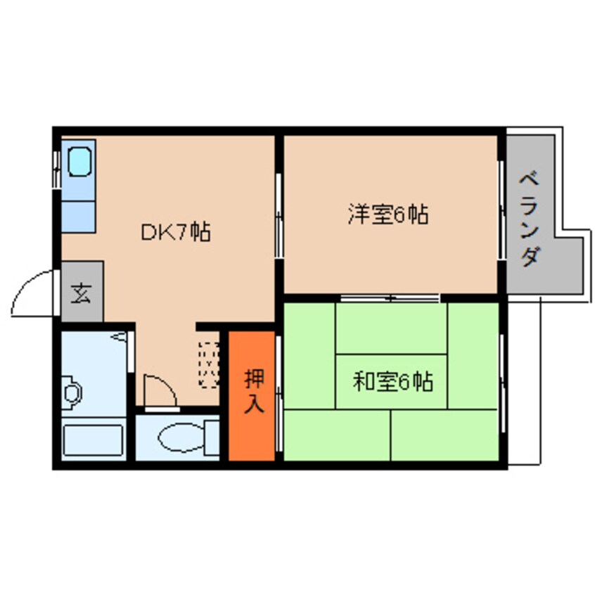 間取図 近鉄大阪線（近畿）/桜井駅 徒歩5分 2階 築36年