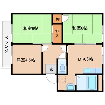 間取図 近鉄大阪線（近畿）/桜井駅 徒歩10分 2階 築32年