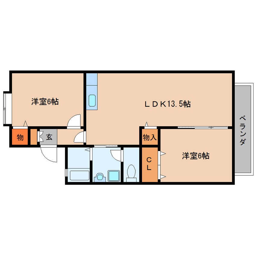 間取図 近鉄大阪線（近畿）/桜井駅 徒歩25分 2階 築27年