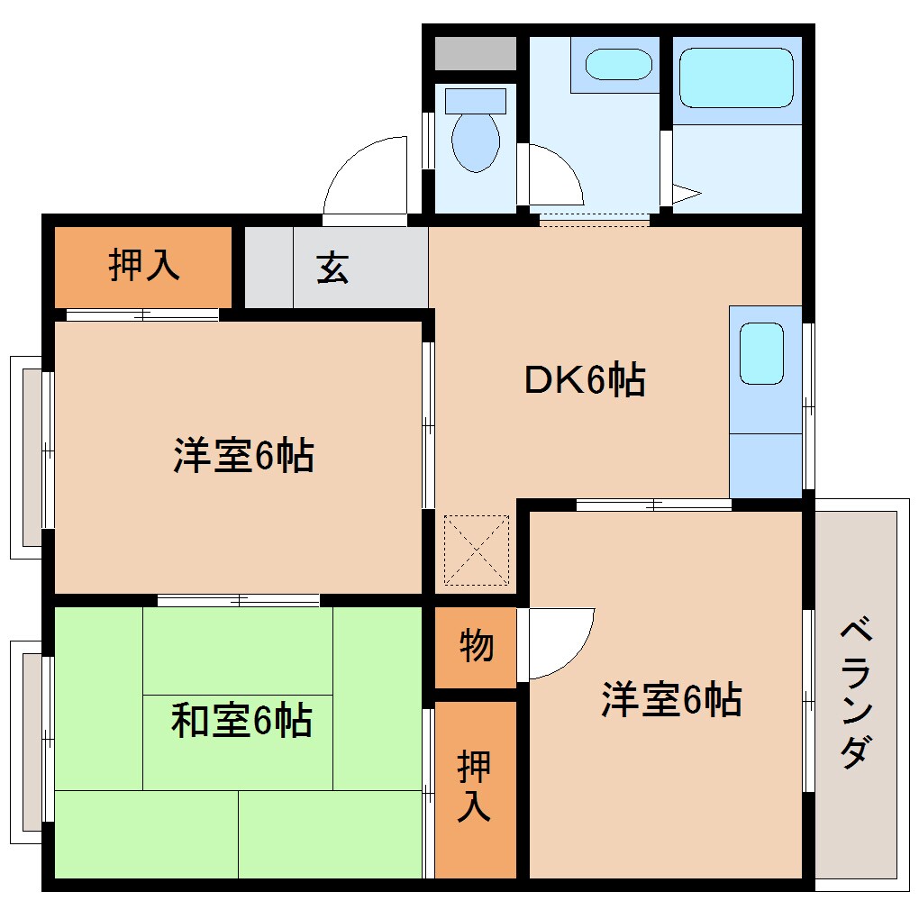 間取り図 近鉄大阪線（近畿）/桜井駅 徒歩17分 1階 築35年