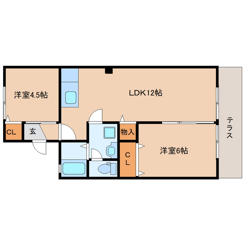 間取図 近鉄大阪線（近畿）/桜井駅 徒歩19分 1階 築33年