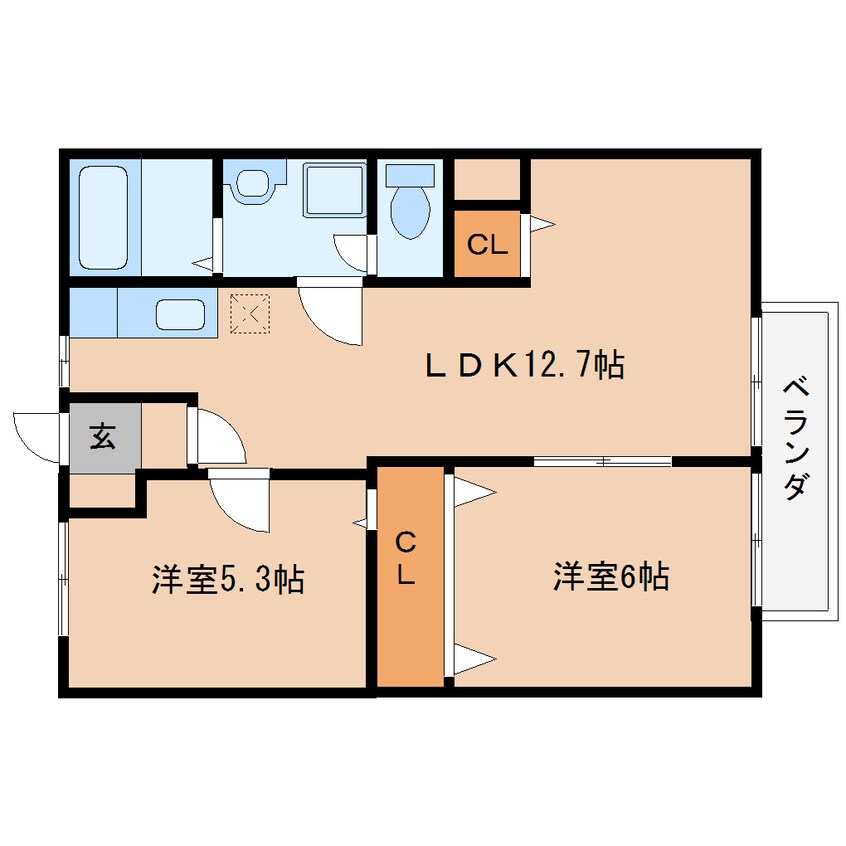 間取図 近鉄大阪線（近畿）/大福駅 徒歩10分 2階 築31年