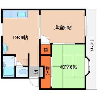 間取図 桜井線<万葉まほろば線>/三輪駅 徒歩15分 1階 築29年