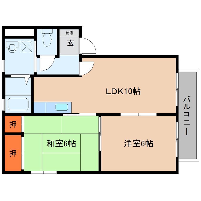 間取図 桜井線<万葉まほろば線>/三輪駅 徒歩5分 2階 築23年