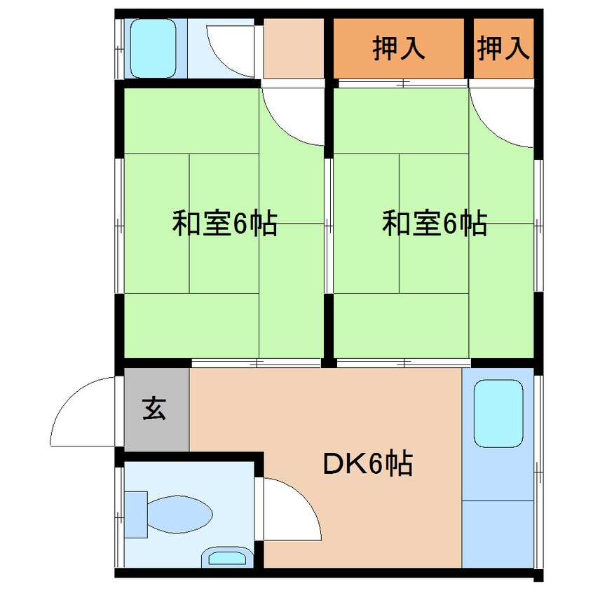 間取図 近鉄大阪線（近畿）/桜井駅 徒歩21分 2階 築38年