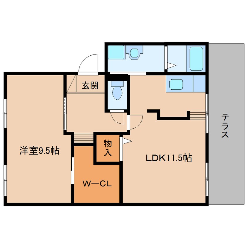 間取図 近鉄大阪線（近畿）/桜井駅 徒歩15分 1階 築37年