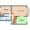 桜井線<万葉まほろば線>/三輪駅 徒歩6分 2階 築27年 2LDKの間取り