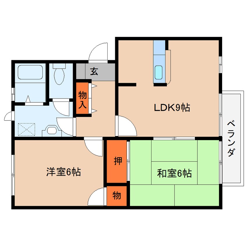 間取図 近鉄大阪線（近畿）/大福駅 徒歩5分 2階 築29年