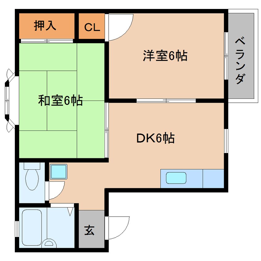 間取図 近鉄大阪線（近畿）/桜井駅 徒歩16分 2階 築30年