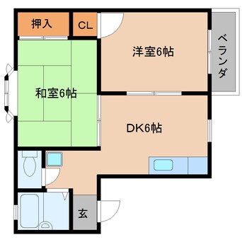 間取図 近鉄大阪線（近畿）/桜井駅 徒歩16分 2階 築30年