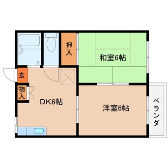 間取図 近鉄大阪線（近畿）/桜井駅 徒歩10分 2階 築36年