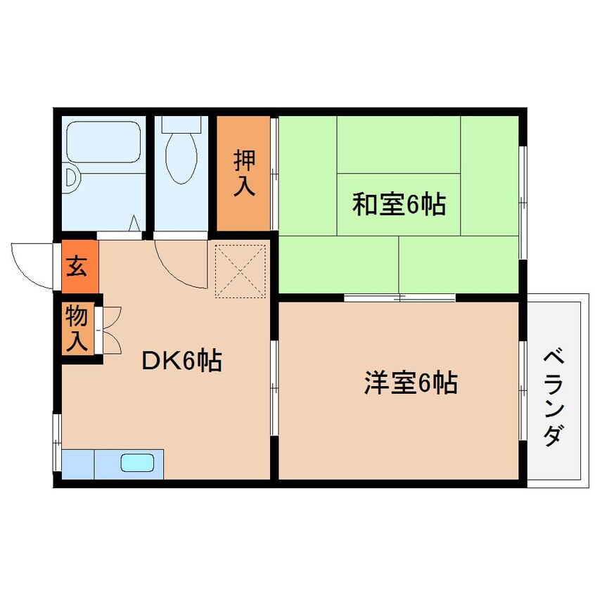 間取図 近鉄大阪線（近畿）/桜井駅 徒歩10分 2階 築36年