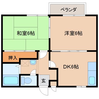 間取図 近鉄大阪線（近畿）/桜井駅 徒歩18分 2階 築29年