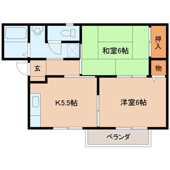 間取図 近鉄大阪線（近畿）/桜井駅 徒歩18分 2階 築26年