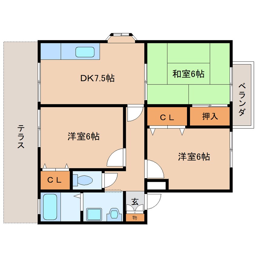 間取図 近鉄大阪線（近畿）/耳成駅 徒歩10分 1階 築28年