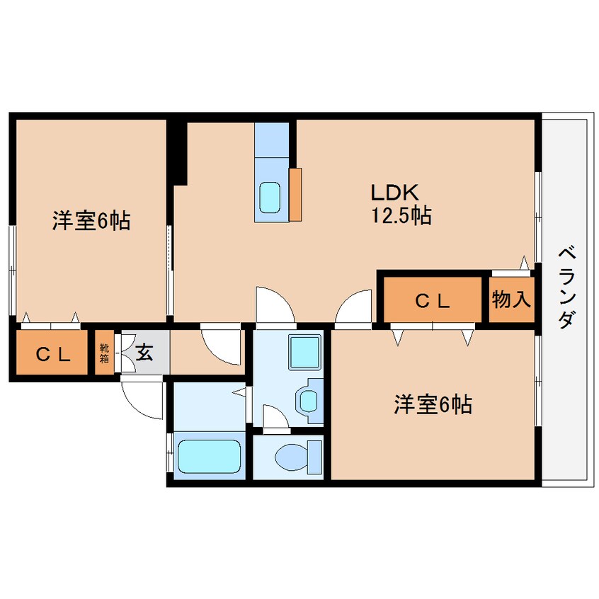 間取図 近鉄大阪線（近畿）/桜井駅 徒歩27分 2階 築32年