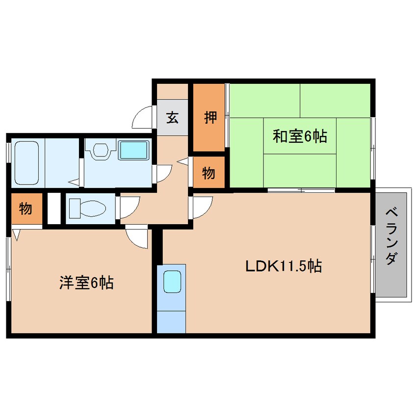 間取図 近鉄大阪線（近畿）/桜井駅 徒歩20分 2階 築23年