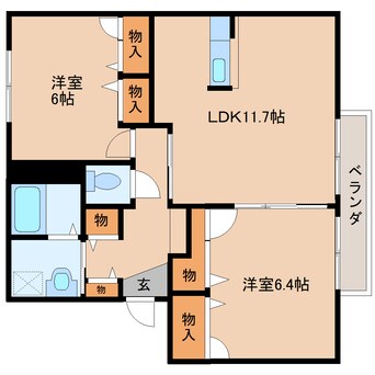 間取図 近鉄大阪線（近畿）/桜井駅 徒歩5分 2階 築22年