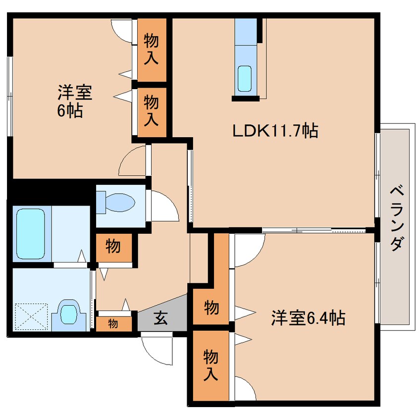 間取図 近鉄大阪線（近畿）/桜井駅 徒歩5分 2階 築22年