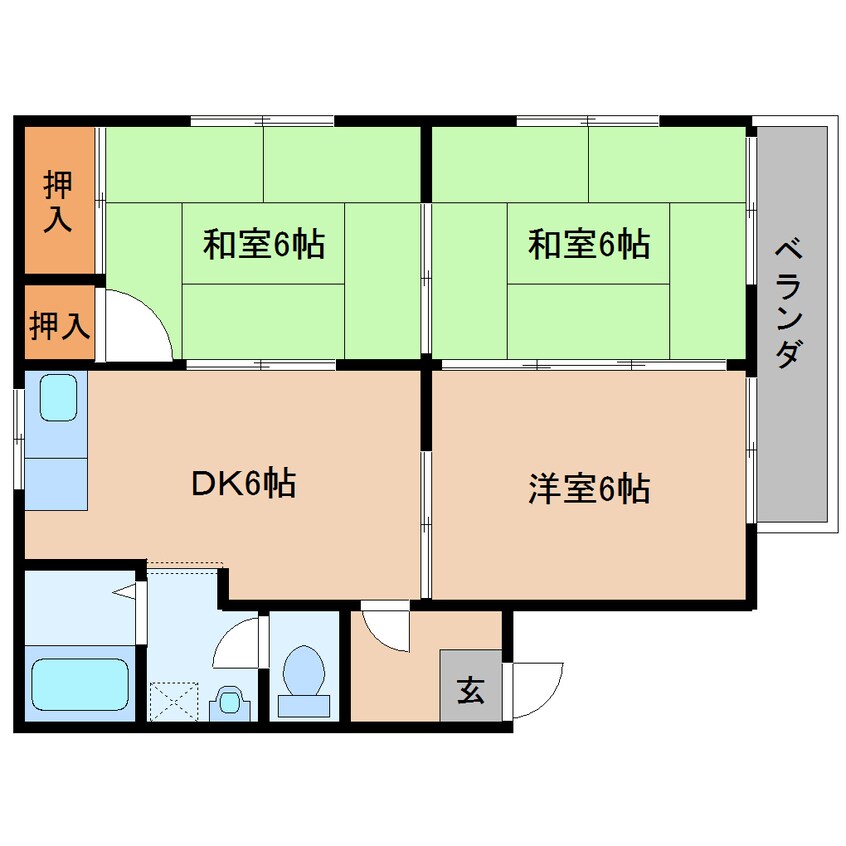 間取図 近鉄大阪線（近畿）/桜井駅 徒歩14分 1階 築32年