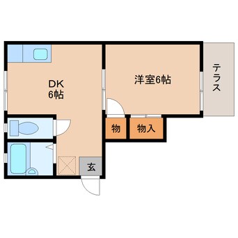 間取図 近鉄大阪線（近畿）/桜井駅 徒歩23分 1階 築36年