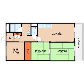 間取図 近鉄大阪線（近畿）/桜井駅 徒歩12分 3階 築42年