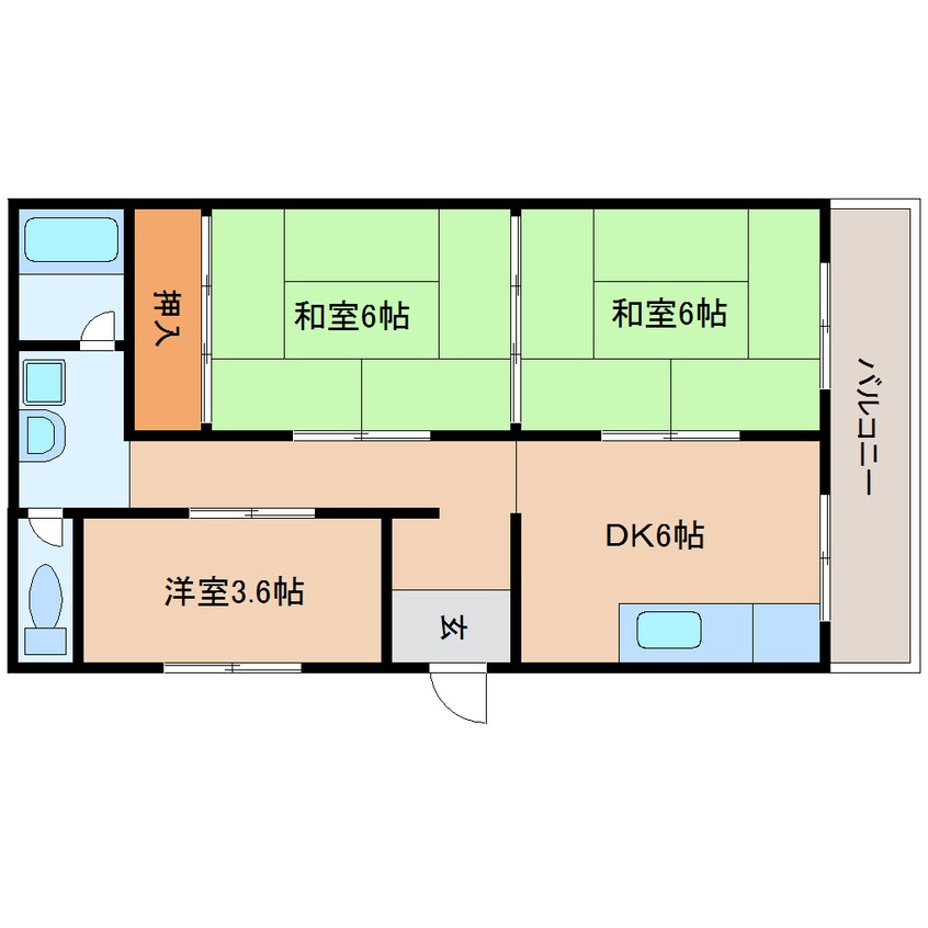 間取図 近鉄大阪線（近畿）/桜井駅 徒歩12分 1階 築42年