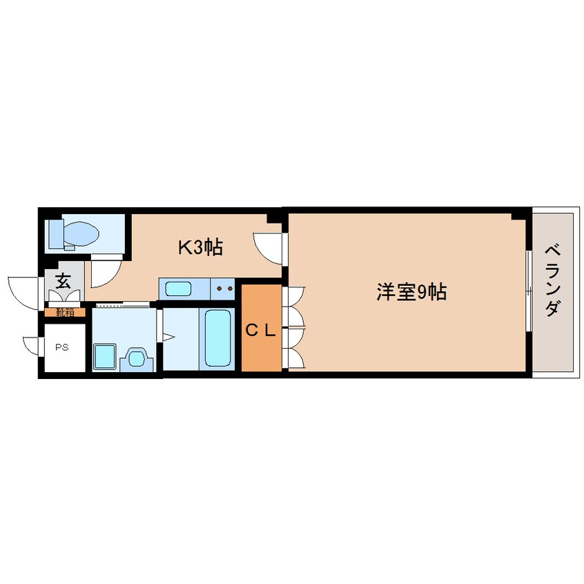 間取図 近鉄大阪線（近畿）/桜井駅 徒歩9分 1階 築21年