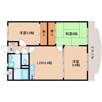 間取図 近鉄大阪線（近畿）/桜井駅 徒歩14分 3階 築20年