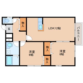 間取図 近鉄大阪線（近畿）/耳成駅 徒歩7分 2階 築22年